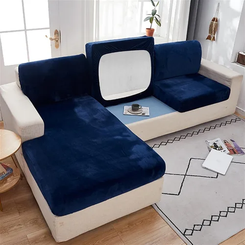 Vista 6 de MIPOPS Fundas de cojín de terciopelo elástico para sofá, diván Longue para sala de estar, sillón de esquina, sofá