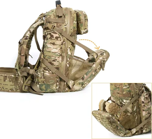 Vista 5 de MT Mochila militar de 3 días con marco externo MOLLE Army Medium Ruck, mochila de asalto
