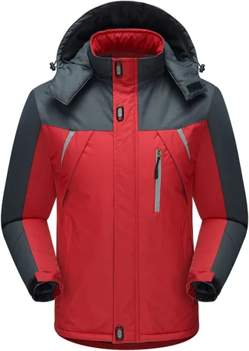Vista 4 de Chaqueta impermeable de esquí impermeable para hombre, con capucha y forro polar de montaña