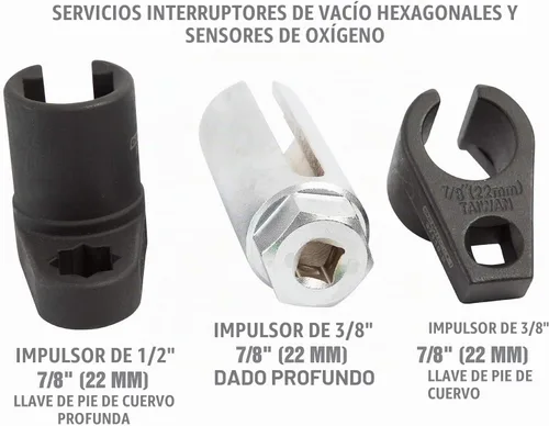 Vista 3 de OEMTOOLS 37110 Juego de enchufes para sensor de oxígeno, juego de llaves para sensor O2 de 3 piezas con estuche, herramientas de enchufe de sensor