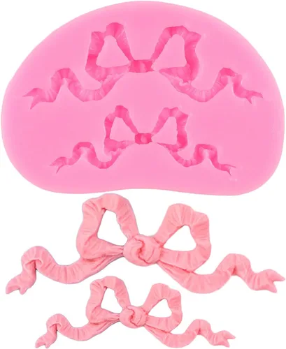 Vista 10 de Molde para fondant con moño, pajarita, molde de silicona para pastel de azúcar y dulces, moldes para manualidades para decoración de pasteles