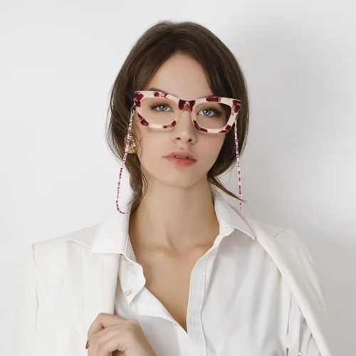 Vista 2 de REAVEE Paquete de 3 lentes de lectura estilo Oprah con cadena, lectores para mujer, bloqueo de luz azul con bisagra de resorte