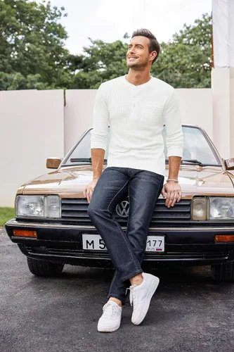 Vista 2 de COOFANDY Camisas Henley de manga larga para hombre con bolsillo