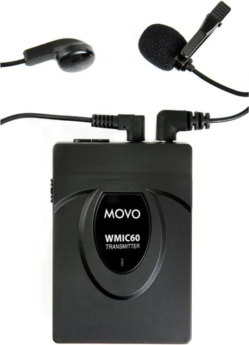 Vista 7 de Movo Sistema de micrófono inalámbrico de solapa, rango de 164 pies, incluye micrófono de mano, micrófono de lav, 2 auriculares, monitoreo de audio