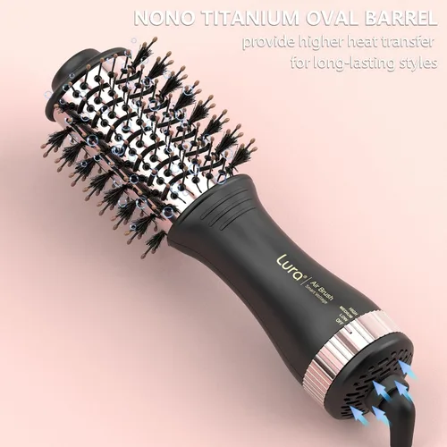 Vista 4 de Cepillo secador de pelo automático de doble voltaje con enchufe europeo, mini cepillo secador de pelo de viaje para mujeres, portátil, ligero, de un