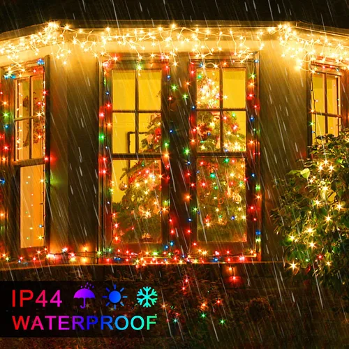 Vista 5 de JMEXSUSS Guirnalda de 250 luces LED que cambian de color, 11 modos, luces cálidas y multicolor para árbol de Navidad con luces de Navidad remotas al