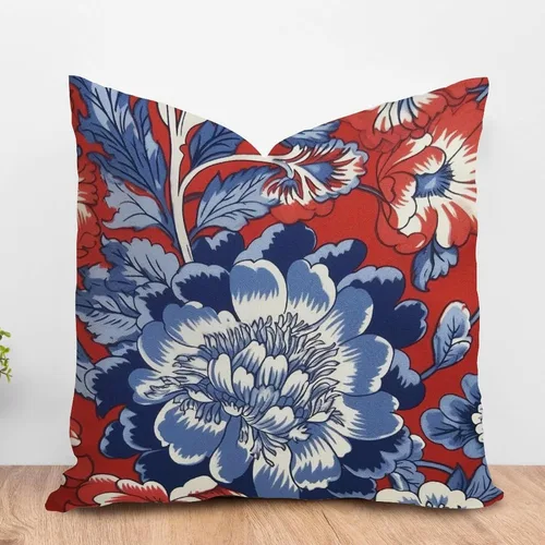 Vista 36 de ArogGeld Funda de cojín con flores verdes y blancas con flores grises y negras y hojas verdes en estilo chinoiserie, funda de almohada cuadrada