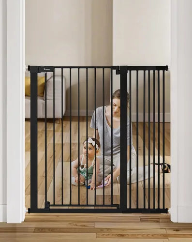 Vista 11 de COMOMY Puerta de bebé extra alta de 42 pulgadas para escaleras, se adapta a