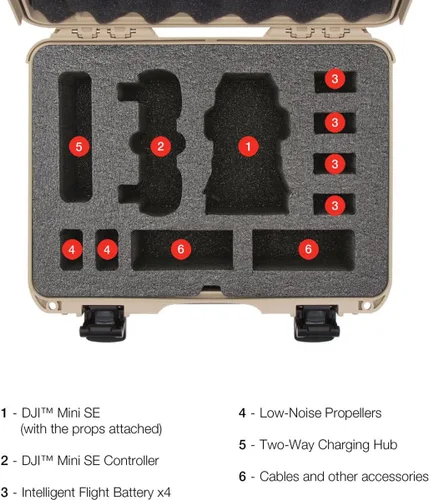 Vista 6 de NANUK 910 Estuche rígido impermeable con inserto de espuma para DJI Mini SE Fly More Kit - Tan (910-MAVMSE0)