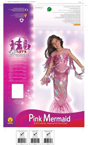 Vista 7 de Disfraz de sirena rosa para niños