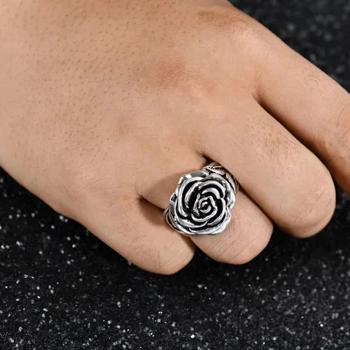 Vista 2 de IDesign Anillo de rosa retro Grunge Y2k Vintage Flower Ring para mujeres y hombres