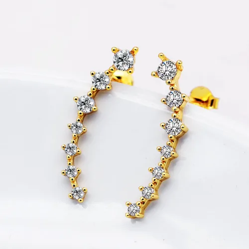 Vista 8 de Aretes de plata de ley 925 con circonitas cúbicas para mujer, aretes de tuerca de 7 estrellas de cristal, aretes de tuerca AAA con circonita cúbica