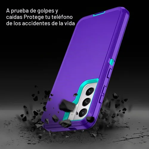 Vista 4 de I-HONVA Funda para Galaxy S21 5G a prueba de golpes, a prueba de polvo y caídas, 3 capas de protección de cuerpo completo