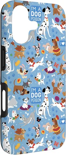 Vista 3 de Disney Funda azul para iPhone 17 con texto en inglés "Dogs I'm a Dogperson