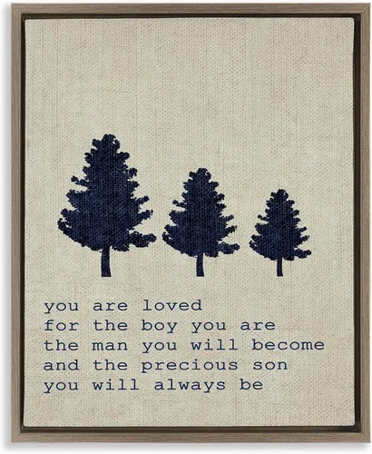 Vista 14 de Stupell Industries You are Loved Trees, Design by Daphne Polselli - Arte de pared enmarcado en blanco, 11 x 14, marrón