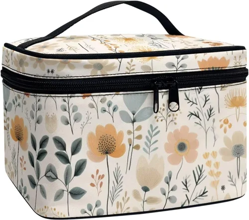 Vista 29 de Flashideas Bolsa de maquillaje para cosméticos Almacenamiento vertical Bolsa de maquillaje de viaje de gran capacidad, Caballo Azteca 1