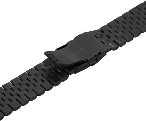 Vista 7 de Correa de Brazalete de Reloj de Acero Inoxidable de Plata Sólido 3D Super Cepillada y Pulida, 20mm 22mm 24mm, Hebilla de Doble Despliegue de Negro