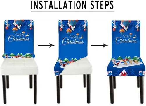 Vista 4 de Andreannie Juego de 6 fundas para sillas de comedor de Navidad, fundas elásticas extraíbles para sillas de comedor, fundas protectoras decorativas