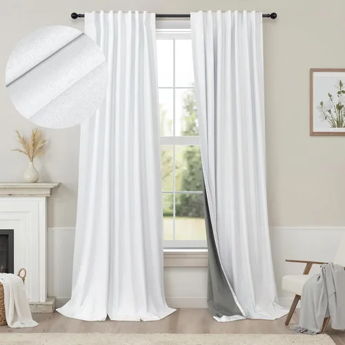 Vista 27 de Pitalk Cortinas cortas 100% opacas de lino para cafetería, 40 pulgadas de largo, 2 paneles, cortinas de puerta francesa para ventana, cortina