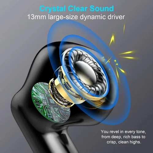 Vista 3 de Auriculares inalámbricos, auriculares Bluetooth 5.4 con graves estéreo, auriculares Bluetooth en el oído con cancelación de ruido y micrófono