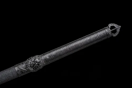 Vista 5 de JIHPENsword, espada shikomizue japonesa hecha a mano, hoja negra de espiga completa con vaina, 41 pulgadas