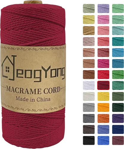 Vista 14 de JeogYong Cuerda de macramé de 0.078 pulgadas x 218 yardas, cuerda de algodón natural torcida de 3 hebras, cuerda de algodón de color para colgar