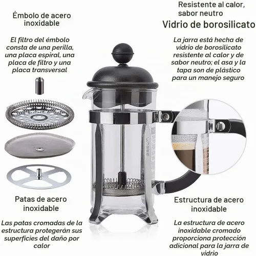 Vista 5 de BODUM Caffettiera - Cafetera de prensa francesa de 3 tazas, color blanco, 0.35 l, 12 oz Blanco sucio