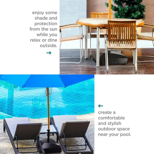 Vista 7 de Maple99 Base de paraguas – Soporte para poste de paraguas rellenable, 2 perillas, con diseño resistente al viento para patio, cubierta, piscina