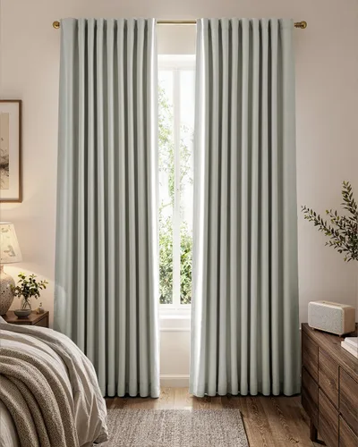 Vista 15 de jinchan Cortinas opacas de felpilla para dormitorio, cortinas beige para sala de estar, juego de 2 paneles de 84 pulgadas de largo, con aislamiento