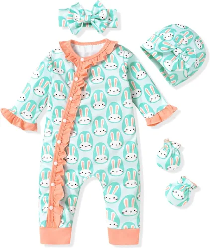 Vista 14 de Aalizzwell Mameluco para bebés niñas, traje de otoño invierno con accesorios Guepardo