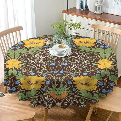 Vista 163 de Mantel Floral Retro de Pájaros, Diseño Original Bohemio William Morris Estampado Cubierta de Mesa para Hogar Picnic Fiesta Comedor Cocina William