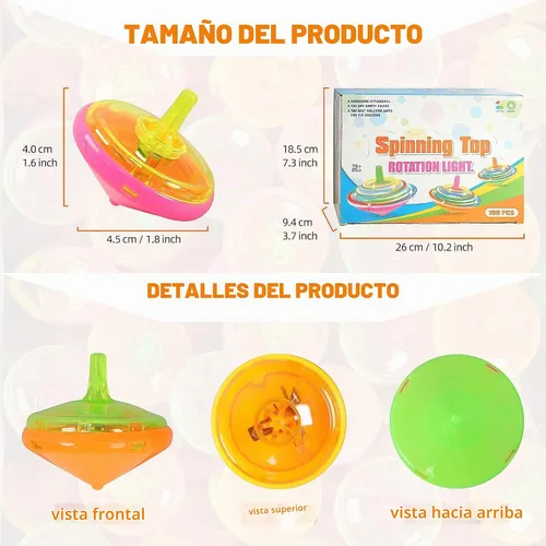 Vista 7 de PROLOSO 100 piezas iluminan para arriba Spinning Tops LED intermitentes con giroscopio