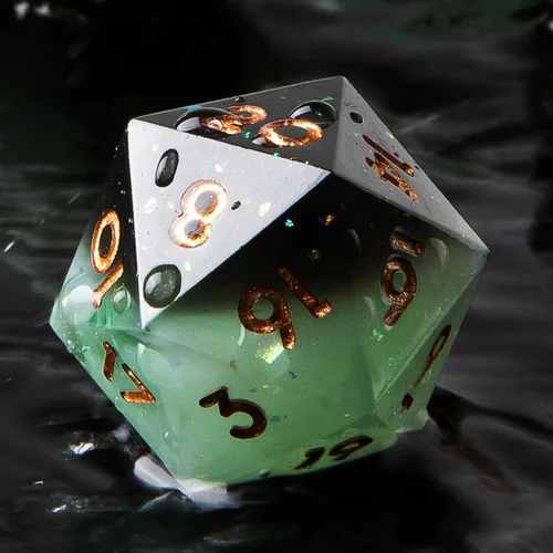 Vista 15 de Dados multifacéticos DND D20 individuales de resina con borde afilado de 20 caras D&D, poliédricos hechos a mano de 0.866 in para Calabozos