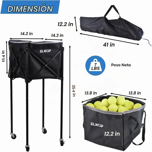 Vista 2 de Portable Pickleball & Tennis Ball Hopper - Pickleball Collector Retriever Basket Carrier Gatherer Picker Container for Picking and Storage Training
