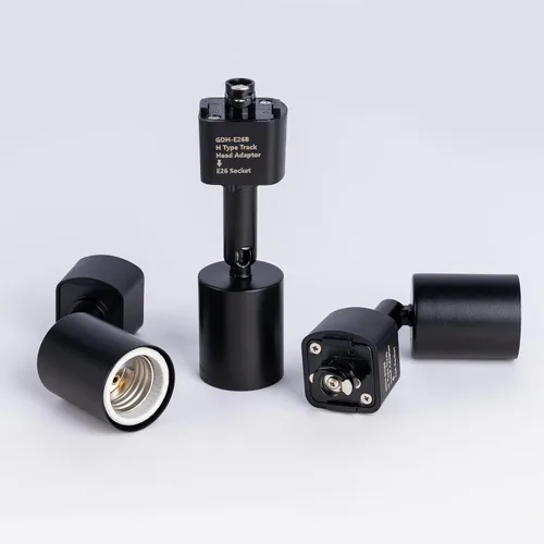 Vista 7 de mirrea H Type Track Lighting Head to E26 Adaptador de base de tornillo mediano Dirección de luz ajustable Paquete de 12 (negro)