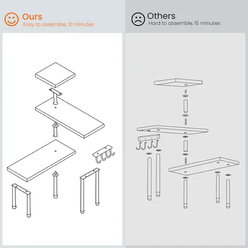 Vista 7 de Homode Estante organizador de encimera de baño, organizador de encimera de cocina, soporte de madera de 3 niveles para colocar sobre el fregadero