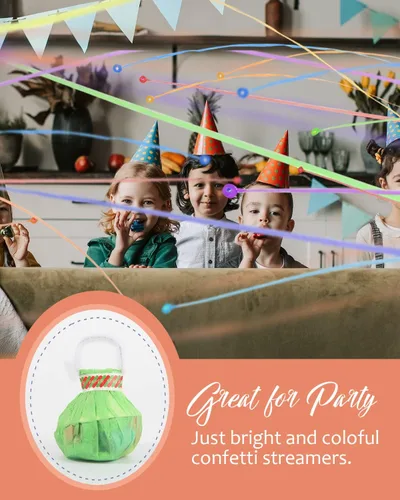 Vista 7 de BATTIFE Streamers Poppers - Galletas de confeti para lanzar a mano, sin ensuciar, para cumpleaños, bodas, fiestas, fiestas, coloridos, 16.4 pies
