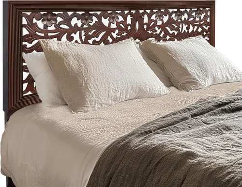 Vista 4 de COTTON CRAFT Cabecero de madera maciza resistente, color marrón antiguo rústico
