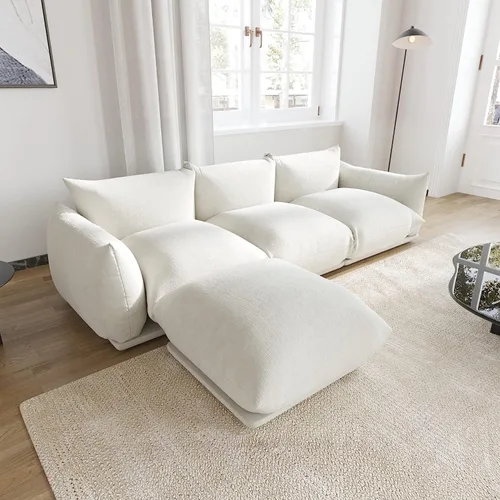 Vista 26 de JACH Sofá moderno de chenilla, sofá de chenilla con cojín grueso, sofá de felpa de 77 pulgadas para espacios pequeños, sala de estar, dormitorio