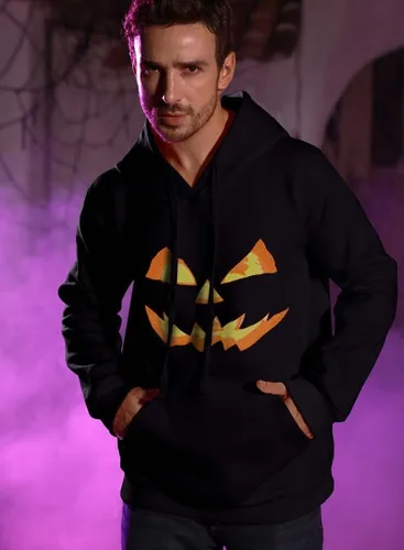 Vista 2 de Arvilhill Sudadera con capucha de calabaza de Halloween para hombre