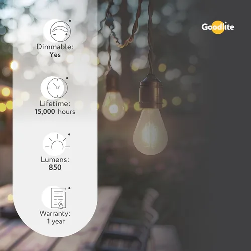 Vista 5 de Goodlite Bombilla LED G-83446 de 5000 K, 7 W, A19, 850 lúmenes, equivalente a 60 W, base E26, color blanco superregulable