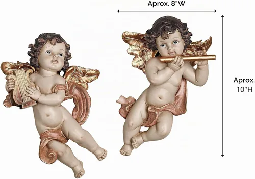 Vista 3 de Dulcet Sounds Cherub - Placas de pared (2 unidades), color dorado