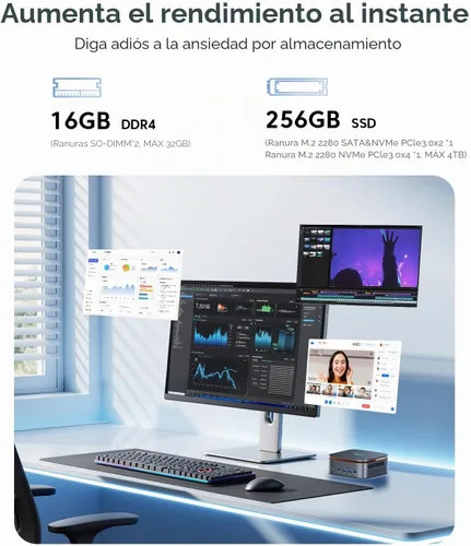 Vista 4 de KAMRUI Mini PC, Computadora de Escritorio Essenx E1 N95(hasta 3.4GHz) Mini Computadoras 16GB RAM 512GB SSD Micro PC, Mini Tower Desktop PC