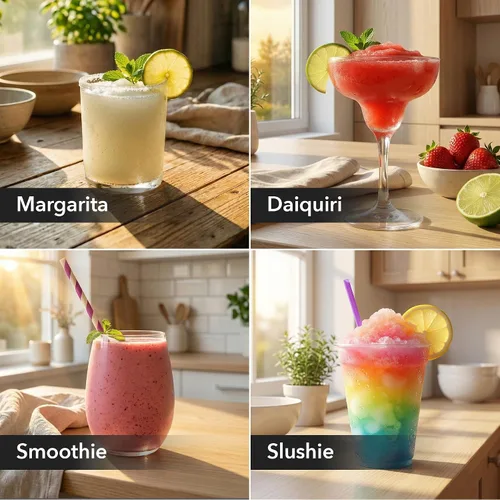 Vista 5 de OVENTE Máquina Margarita y máquina de bebidas congeladas con potencia de 350 W, dispensador de boquilla fácil, hoja de acero inoxidable, licuadora