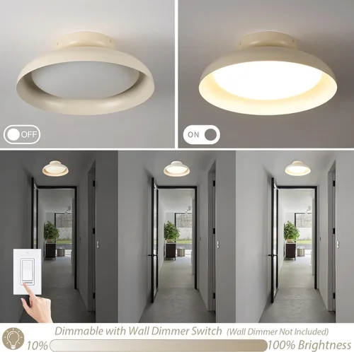 Vista 4 de BISAMIYA Lámpara de techo LED moderna regulable, lámpara de techo semiempotrada de 15.7 pulgadas, lámpara de ángulo ajustable, acento de latón