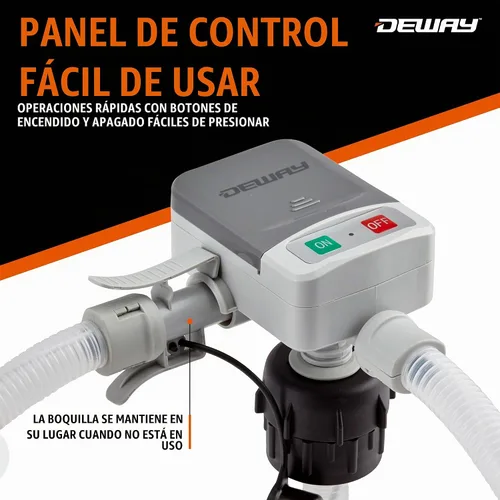 Vista 2 de Bomba de transferencia de combustible DeWay para bidón de gasolina con boquilla de apagado automático de precisión Flujo rápido de 2.4 GPM