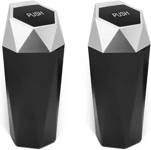 Vista 10 de Cubo de basura para automóvil con tapa, mini cubo de basura portátil para automóvil, pequeño diseño de diamante a prueba de fugas, contenedores