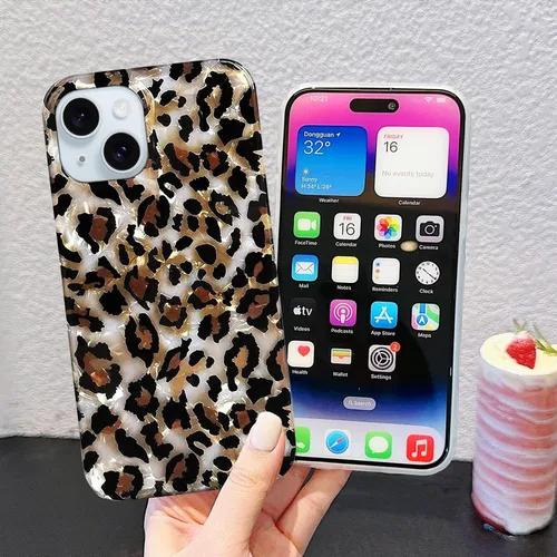 Vista 5 de J.west Funda compatible con iPhone 14 Plus, lujosa funda de silicona suave con estampado de leopardo translúcido translúcido y vintage para niñas