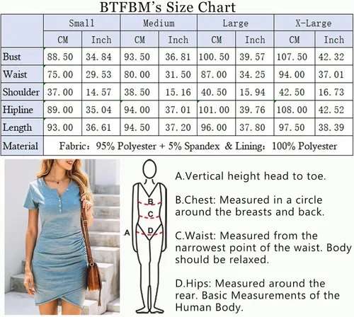 Vista 7 de BTFBM Vestidos cortos para mujeres, estilo casual de cuello en V, manga corta, vestido entallado y fruncido con botones, de verano