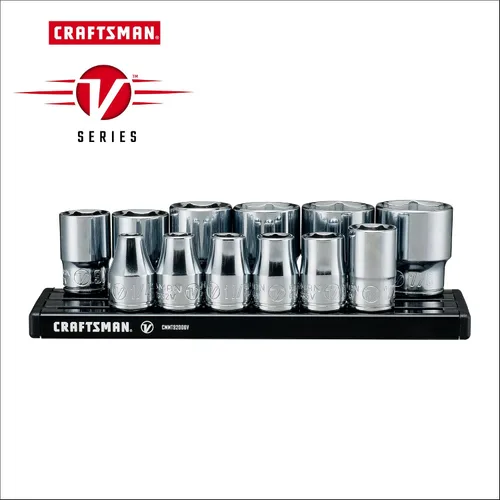 Vista 2 de CRAFTSMAN Serie V Juego de zócalos, SAE poco profundo, unidad de 3/8 pulgadas, 12 piezas (CMMT17330V)